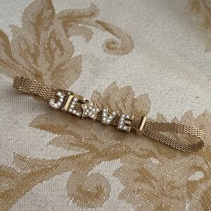 Gold tone Monet Mesh Bracelet with Crystal Accents K pop JLoVE ❤️